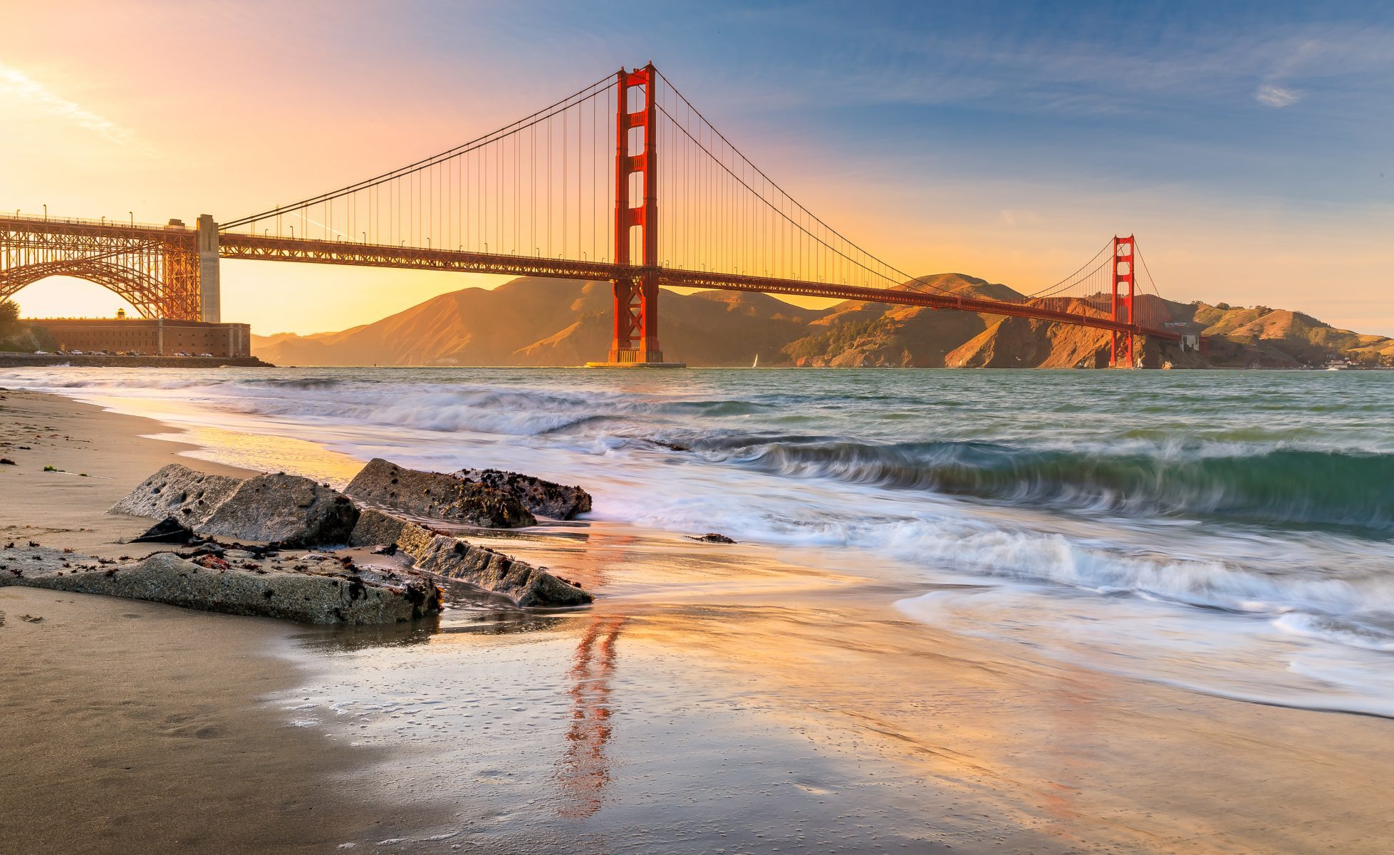 The Golden Gate Bridge at sunset. Our San Rafael wrongful termination attorney is dedicated to providing professional legal representation to the San Francisco Area.