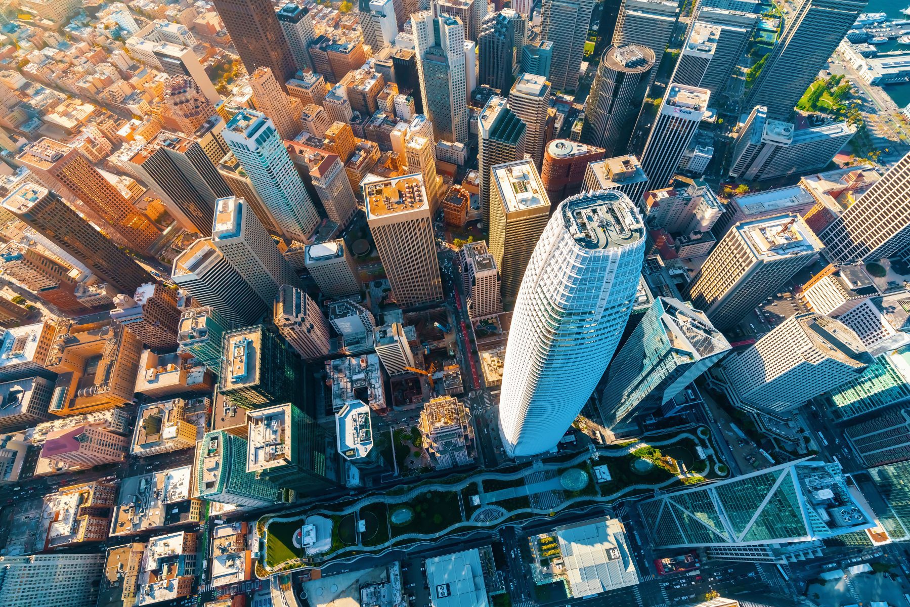 An aerial view of skyscrapers in San Francisco. If you need a Walnut Creek wrongful termination attorney, contact The Law Office of Jeannette Vaccaro.